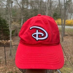 Embroidered Authentic Disney Red Strapback Hat With Mickey Mouse Logo